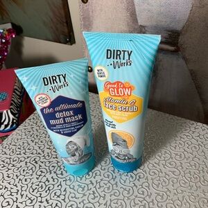 Dirty Works Detox Mud Mask and Vitamin C Face Scrub Set - Blue and Orange New